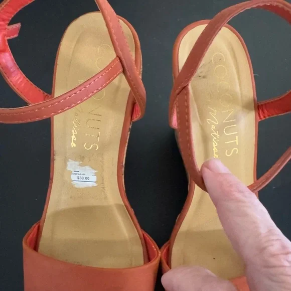 Coconuts by Matisse Orange Cork Wedges size 7 - Picture 4 of 8